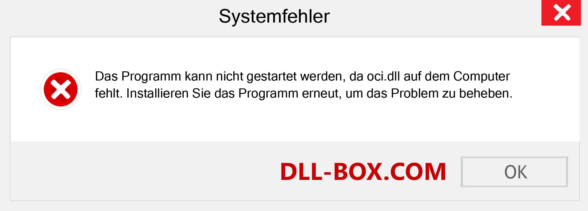 oci.dll-Datei fehlt?. Download für Windows 7, 8, 10 - Fix oci dll Missing Error unter Windows, Fotos, Bildern